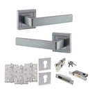 STATUS Montana Door Handle Pack (Euro Lock Set - 2.5" CE Sashlock, 4" Fire Rated Hinges x3) - Satin Chrome