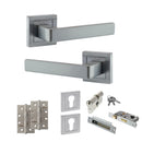 STATUS Montana Door Handle Pack (Euro Lock Set - 2.5" CE Sashlock, 4" Slim Knuckle Hinges x2) - Satin Chrome