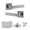 STATUS Montana Door Handle Pack (Latch Set - 2.5" CE Latch, 4" Fire Rated Hinges x3) - Satin Chrome