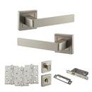 STATUS Montana Door Handle Pack (Bathroom Set - 2.5" CE Bathroom Lock, 4" Fire Rated Hinges x3) - Satin Nickel