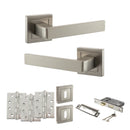 STATUS Montana Door Handle Pack (3 Lever Lock Set - 3" CE Sashlock, 4" Fire Rated Hinges x3) - Satin Nickel