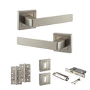 STATUS Montana Door Handle Pack (3 Lever Lock Set - 3" CE Sashlock, 4" Slim Knuckle Hinges x2) - Satin Nickel