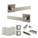 STATUS Montana Door Handle Pack (Euro Lock Set - 3" CE Sashlock, 4" Fire Rated Hinges x3) - Satin Nickel