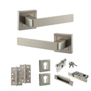 STATUS Montana Door Handle Pack (Euro Lock Set - 2.5" CE Sashlock, 4" Slim Knuckle Hinges x2) - Satin Nickel