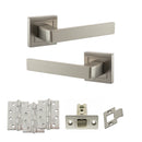 STATUS Montana Door Handle Pack (Latch Set - 2.5" CE Latch, 4" Fire Rated Hinges x3) - Satin Nickel