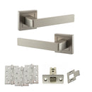 STATUS Montana Door Handle Pack (Latch Set - 3" CE Latch, 4" Fire Rated Hinges x3) - Satin Nickel