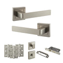 STATUS Montana Door Handle Pack (Bathroom Set - 2.5" CE Bathroom Lock, 3" Premium Hinges x3) - Satin Nickel