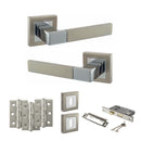 STATUS Montana Door Handle Pack (3 Lever Lock Set - 2.5" CE Sashlock, 3" Premium Hinges x3) - Satin Nickel/Polished Chrome