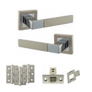 STATUS Montana Door Handle Pack (Latch Set - 3" CE Latch, 3" Premium Hinges x3) - Satin Nickel/Polished Chrome