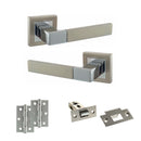 STATUS Montana Door Handle Pack (Latch Set - 2.5" Latch, 3" Hinges x2) - Satin Nickel/Polished Chrome