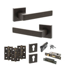 STATUS Montana Door Handle Pack (Euro Lock Set - 2.5" CE Sashlock, 3" Premium Hinges x3) - Urban Dark Bronze