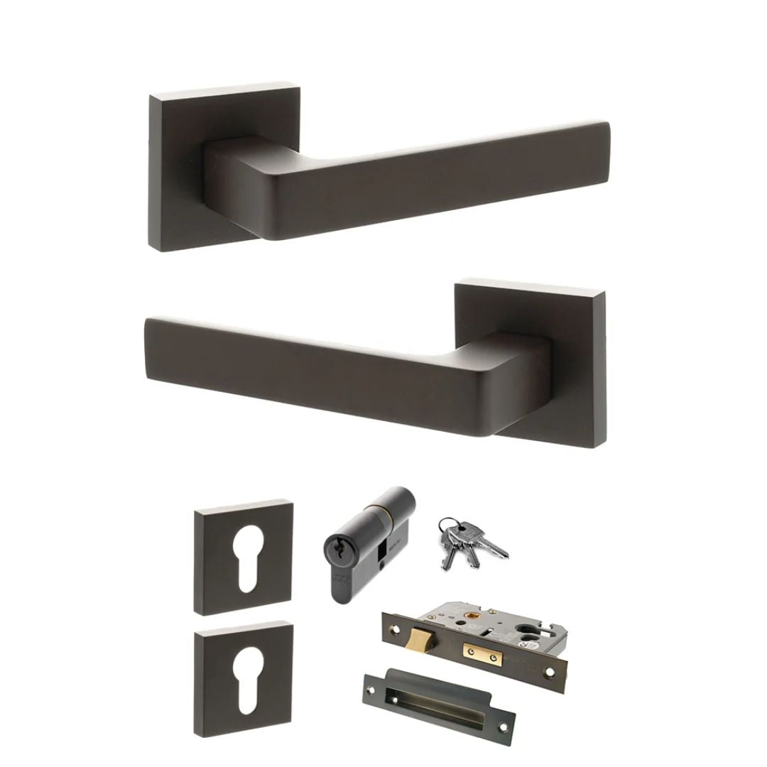 Atlantic S40S Status Montana on Square Rose Door Handle Pack