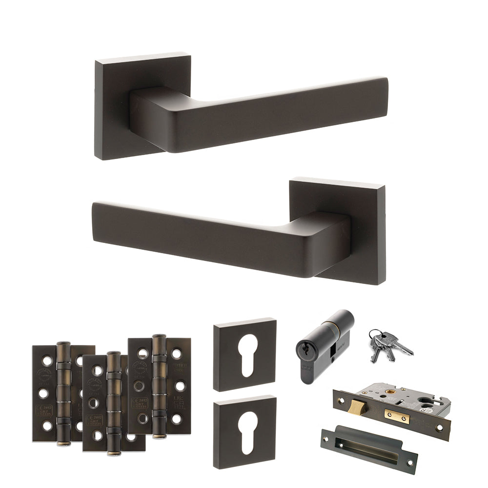 Atlantic S40S Status Montana on Square Rose Door Handle Pack
