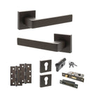 STATUS Montana Door Handle Pack (Euro Lock Set - 3" CE Sashlock, 4" Slim Knuckle Hinges x2) - Urban Dark Bronze