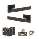 STATUS Montana Door Handle Pack (Latch Set - 3" CE Latch, 3" Premium Hinges x3) - Urban Dark Bronze