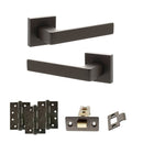 STATUS Montana Door Handle Pack (Latch Set - 3" CE Latch, 4" Fire Rated Hinges x3) - Urban Dark Bronze
