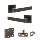 STATUS Montana Door Handle Pack (Latch Set - 2.5" CE Latch, 4" Slim Knuckle Hinges x2) - Urban Dark Bronze