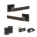STATUS Montana Door Handle Pack (Latch Set - 2.5" Latch, 3" Hinges x2) - Urban Dark Bronze
