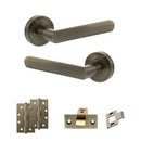 STATUS Carolina Door Handle Pack (Latch Set - 2.5" CE Latch, 4" Slim Knuckle Hinges x2) - Antique Brass