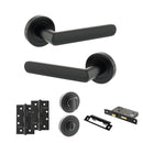 STATUS Carolina Door Handle Pack (Bathroom Set - 2.5" CE Bathroom Lock, 4" Slim Knuckle Hinges x2) - Matt Black