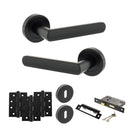 STATUS Carolina Door Handle Pack (3 Lever Lock Set - 2.5" CE Sashlock, 4" Fire Rated Hinges x3) - Matt Black