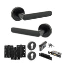 STATUS Carolina Door Handle Pack (Euro Lock Set - 3" CE Sashlock, 4" Fire Rated Hinges x3) - Matt Black