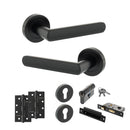 STATUS Carolina Door Handle Pack (Euro Lock Set - 3" CE Sashlock, 4" Slim Knuckle Hinges x2) - Matt Black