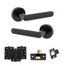 STATUS Carolina Door Handle Pack (Latch Set - 2.5" CE Latch, 4" Fire Rated Hinges x3) - Matt Black
