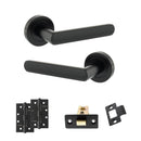 STATUS Carolina Door Handle Pack (Latch Set - 2.5" CE Latch, 4" Slim Knuckle Hinges x2) - Matt Black