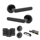 STATUS Carolina Door Handle Pack (Bathroom Set - 2.5" CE Bathroom Lock, 3" Premium Hinges x3) - Matt Black