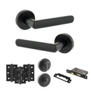 STATUS Carolina Door Handle Pack (Bathroom Set - 3" CE Bathroom Lock, 3" Premium Hinges x3) - Matt Black