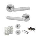 STATUS Carolina Door Handle Pack (Bathroom Set - 2.5" CE Bathroom Lock, 4" Slim Knuckle Hinges x2) - Polished Chrome