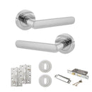 STATUS Carolina Door Handle Pack (3 Lever Lock Set - 2.5" CE Sashlock, 4" Slim Knuckle Hinges x2) - Polished Chrome