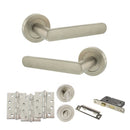 STATUS Carolina Door Handle Pack (Bathroom Set - 3" CE Bathroom Lock, 4" Fire Rated Hinges x3) - Satin Nickel