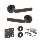 STATUS Carolina Door Handle Pack (3 Lever Lock Set - 2.5" CE Sashlock, 4" Slim Knuckle Hinges x2) - Urban Dark Bronze