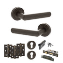 STATUS Carolina Door Handle Pack (Euro Lock Set - 3" CE Sashlock, 3" Premium Hinges x3) - Urban Dark Bronze