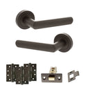 STATUS Carolina Door Handle Pack (Latch Set - 3" CE Latch, 4" Fire Rated Hinges x3) - Urban Dark Bronze