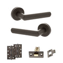 STATUS Carolina Door Handle Pack (Latch Set - 3" CE Latch, 4" Slim Knuckle Hinges x2) - Urban Dark Bronze