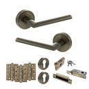 STATUS Alabama Door Handle Pack (Euro Lock Set - 3" CE Sashlock, 4" Fire Rated Hinges x3) - Antique Brass