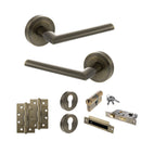 STATUS Alabama Door Handle Pack (Euro Lock Set - 3" CE Sashlock, 4" Slim Knuckle Hinges x2) - Antique Brass
