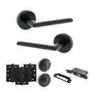 STATUS Alabama Door Handle Pack (Bathroom Set - 3" CE Bathroom Lock, 4" Fire Rated Hinges x3) - Matt Black