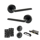 STATUS Alabama Door Handle Pack (Bathroom Set - 2.5" CE Bathroom Lock, 4" Slim Knuckle Hinges x2) - Matt Black