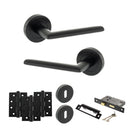 STATUS Alabama Door Handle Pack (3 Lever Lock Set - 3" CE Sashlock, 4" Fire Rated Hinges x3) - Matt Black