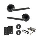 STATUS Alabama Door Handle Pack (3 Lever Lock Set - 3" CE Sashlock, 4" Slim Knuckle Hinges x2) - Matt Black