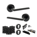 STATUS Alabama Door Handle Pack (Euro Lock Set - 2.5" CE Sashlock, 4" Fire Rated Hinges x3) - Matt Black