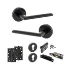 STATUS Alabama Door Handle Pack (Euro Lock Set - 3" CE Sashlock, 4" Slim Knuckle Hinges x2) - Matt Black
