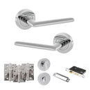 STATUS Alabama Door Handle Pack (Bathroom Set - 2.5" CE Bathroom Lock, 4" Fire Rated Hinges x3) - Polished Chrome