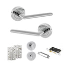 STATUS Alabama Door Handle Pack (Bathroom Set - 3" CE Bathroom Lock, 4" Slim Knuckle Hinges x2) - Polished Chrome