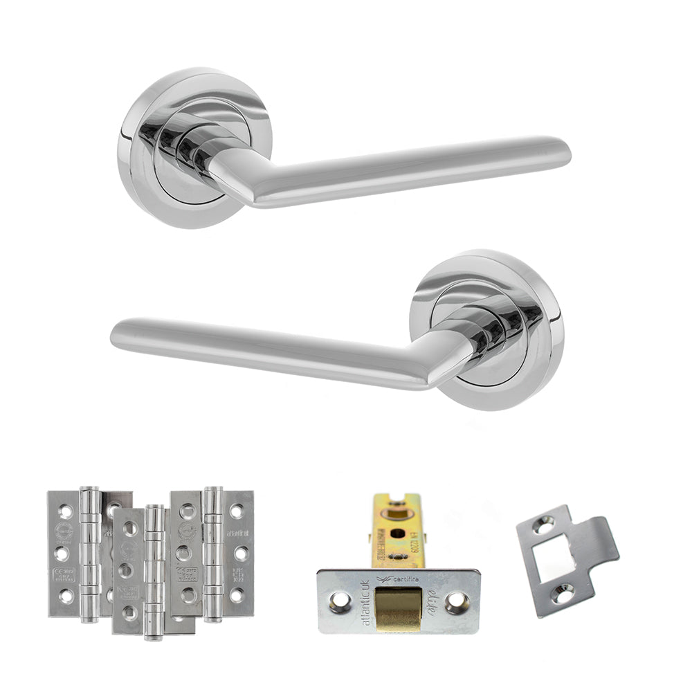 STATUS Alabama Door Handle Pack (Latch Set - 2.5" CE Latch, 3" Premium Hinges x3) - Polished Chrome