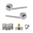 STATUS Alabama Door Handle Pack (Latch Set - 2.5" CE Latch, 4" Fire Rated Hinges x3) - Polished Chrome
